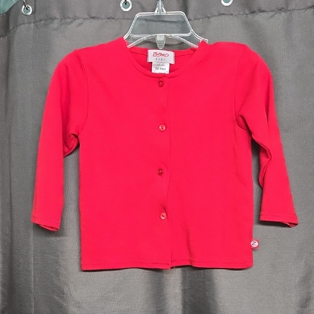 Zutano Red Button Down Shirt Cardigan